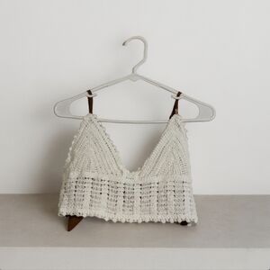Sweet Shein Crochet Halter Top with Floral Back (Size XS)
